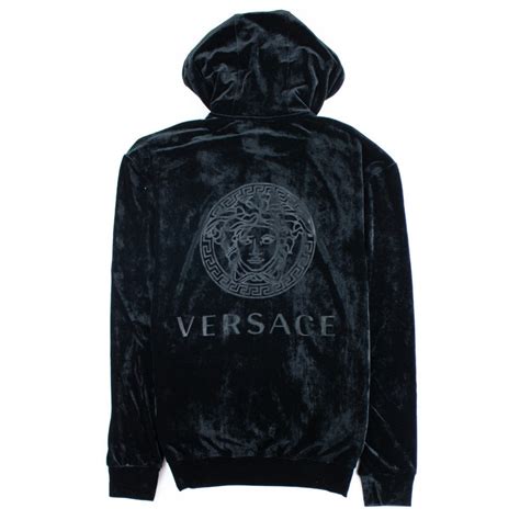 versace black velour hoodie|Versace hoodie price.